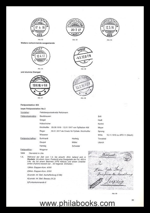 Koop, B., Die Armee-Post-Direktion 6 im Ersten Weltkrieg 1914-18,  ...