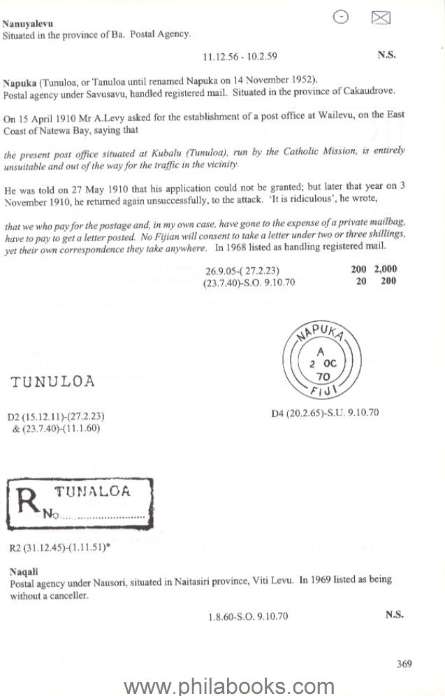 Proud's Postal History, The Postal History of Fiji, (Autor J.G. Ro ...