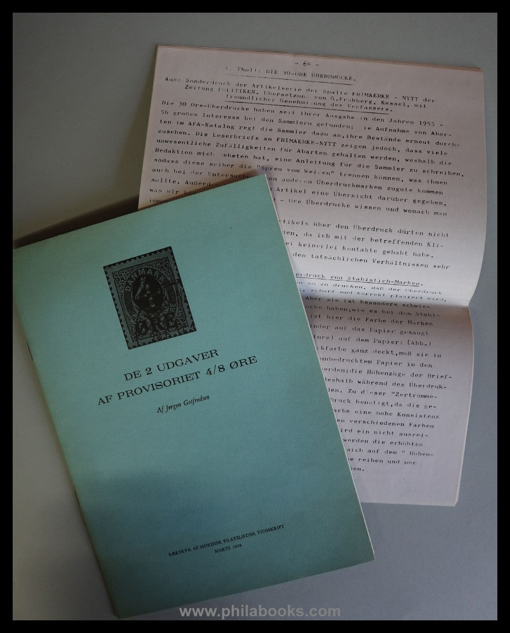 Gotfredsen, J., De 2 Udgaver af Provisoriet 4/ 8 Ore, 1968, Monogr ...