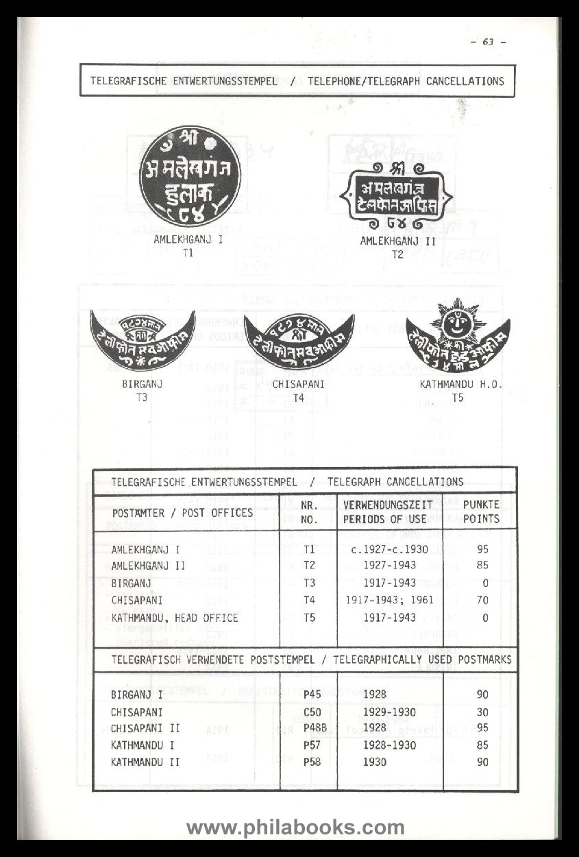 Hellrigl, W.C., Katalog der Poststempel von Nepal (1879 - 1935/ A  ...