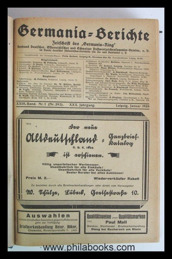 Germania - Berichte, bekannt gute Zeitschrift, hier Band 23-26, He ...