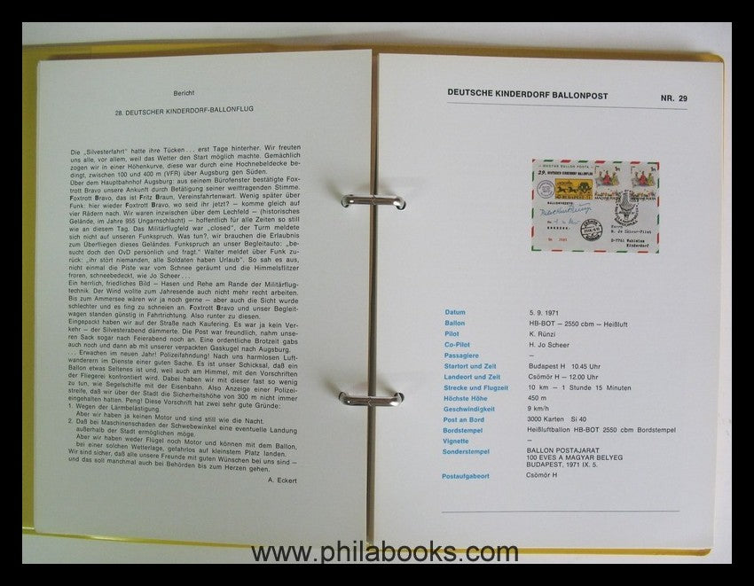 German Children's Village Balloon Mail, Balloon Courier, 1984, Loose-leaf...