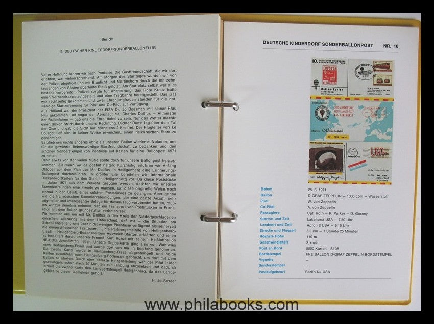 German Children's Village Balloon Mail, Balloon Courier, 1984, Loose-leaf...