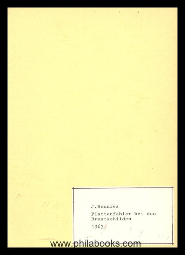 Hennies, J., The plate errors in the breastplate editions, special...