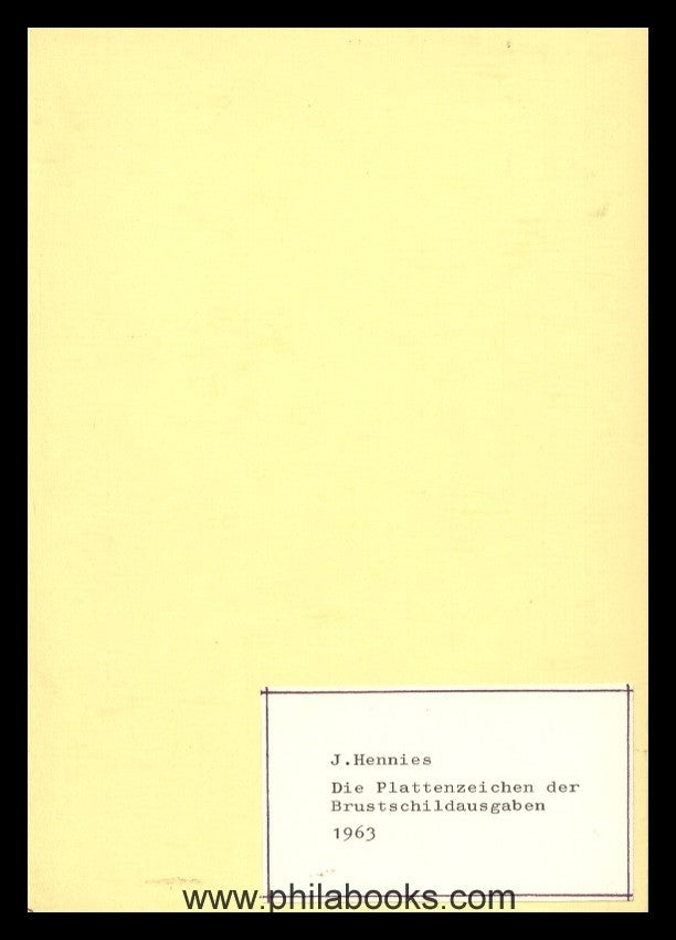 Hennies, J., The plate symbols of the breastplate editions, special print...