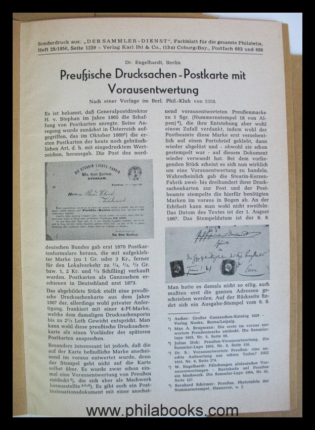 Sonderdrucke aus Der Sammler-Dienst, kleine Sammlung dieser selten ...