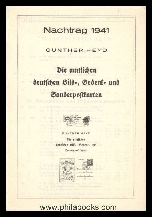Heyd, G., Die amtlichen deutschen Bild-, Gedenk- und Sonderpostkar ...