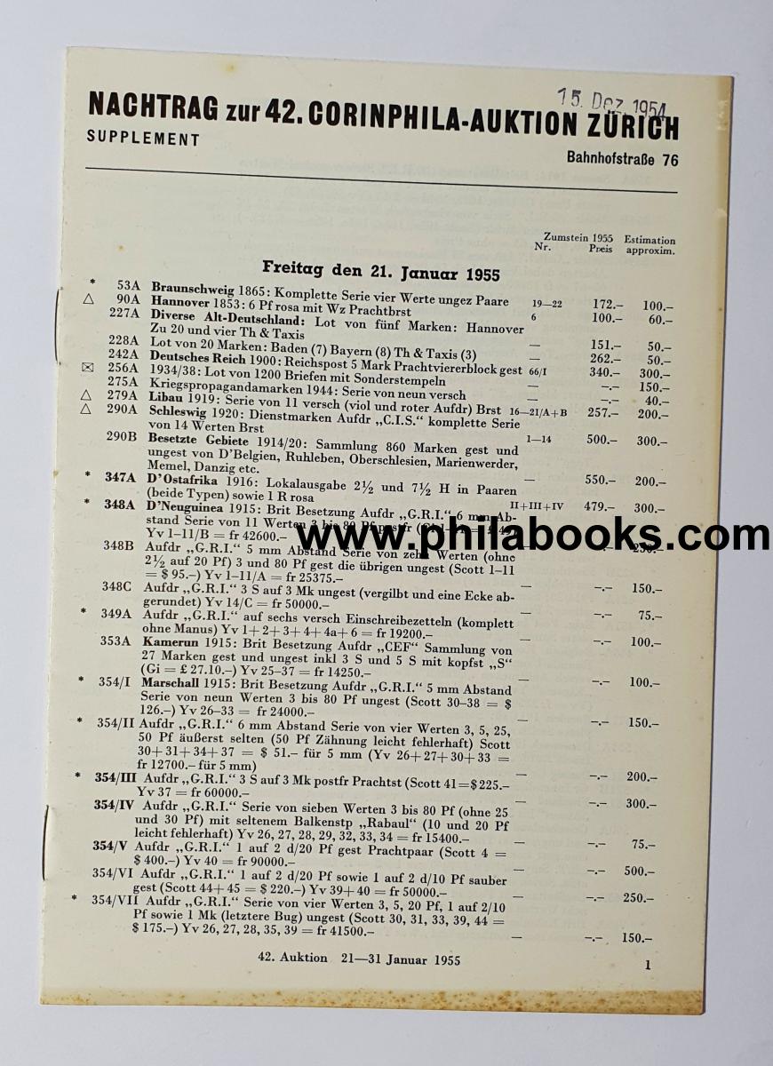 Corinphila, Auction 042, 1955-01, Lombardy-Venetia, Philippines,…