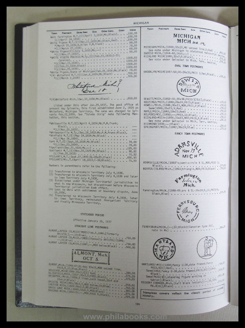 Phillips, D.G., American Stampless Cover Catalog, Vol I-III.,4th e ...