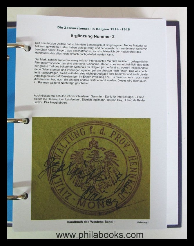 Wasels, Heinrich: Handbuch des Westens.Band I: Die Zensur-Stempel  ...