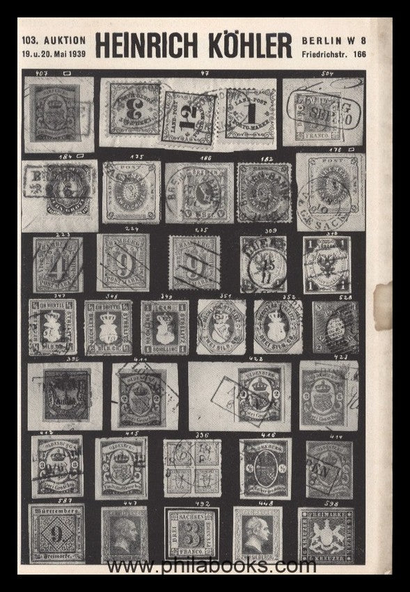 HeinrichKöhler, Auktion 103, 1939-05 'Einziger Einlieferer FIR'