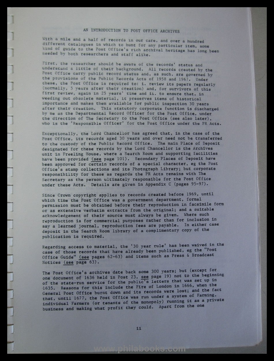 Farrugia, Jean, Archivist: A Guide to Post Office Archives, ca 198 ...