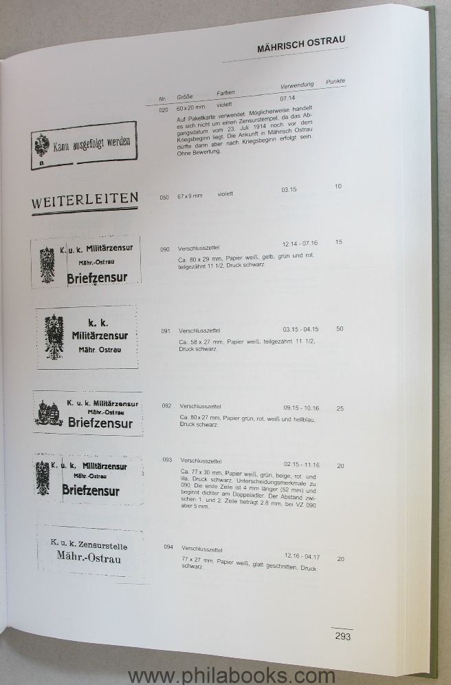 Schilling, Oskar: Civil postal censorship in Austria-Hungary 1914-191 ...
