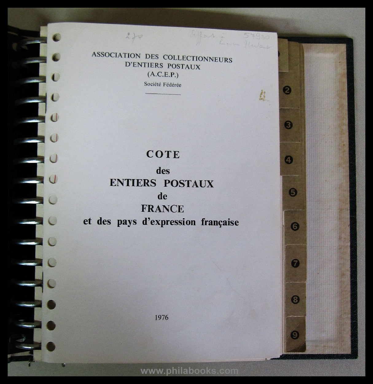 Association des Colletionneurs D'Entiers Postaux (ACEP), Catal...