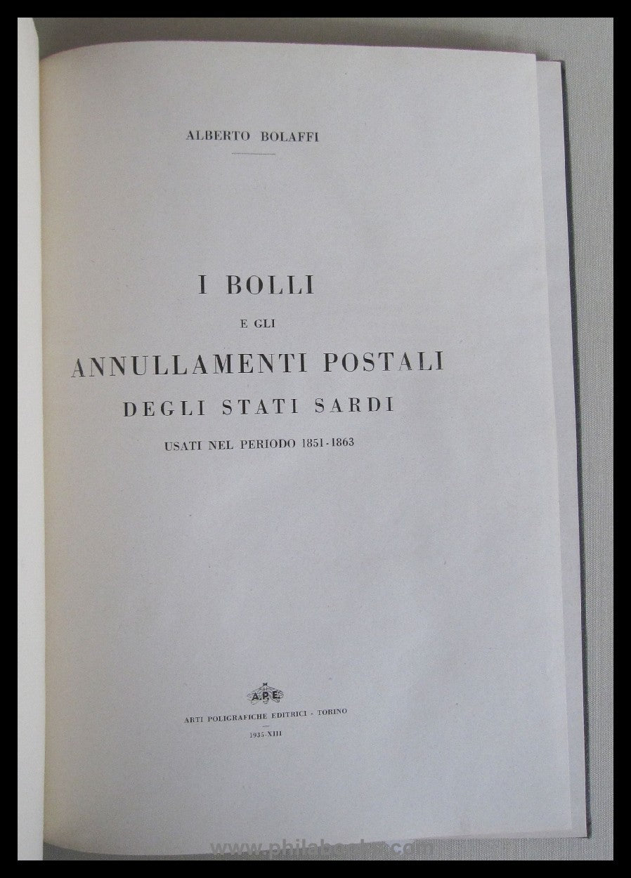 Bolaffi, A., I received postal notices from the Sardi Stats and ...