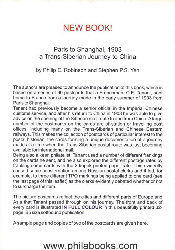 Robinson/ Yen, Paris to Shanghai, 1903, A Trans-Siberian Journey t ...