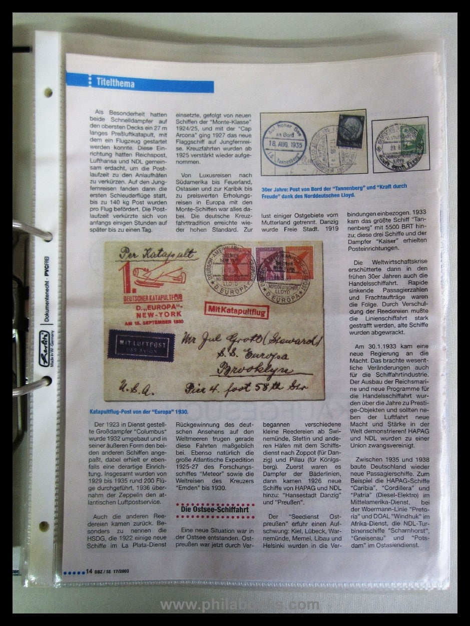 German ship and sea mail 1933-45, Leitz folder with articles from...