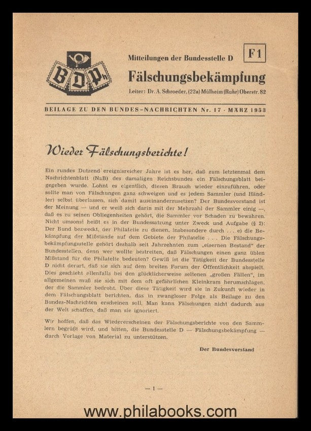Droese, B., Examiner List (List of Philatelic Examiners ...