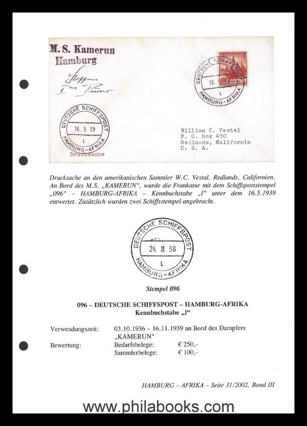 Steinmeyer/Evers, Deutsche See-und Schiffspost 1886-1945, 2002, hi ...
