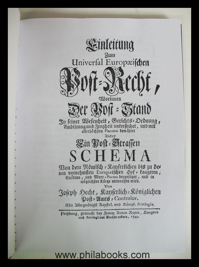 Hecht, J., [Kayserlich-Königlich Post-Amts-Contralor],  Einleitung ...