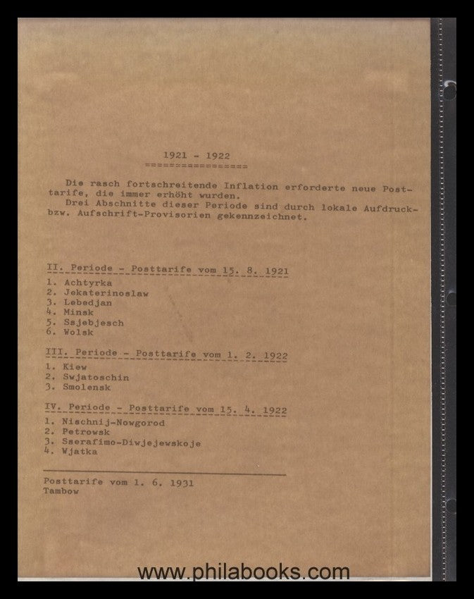 Russische Lokalausgaben 1884-1931, privater Katalog mi Preisen mit ...