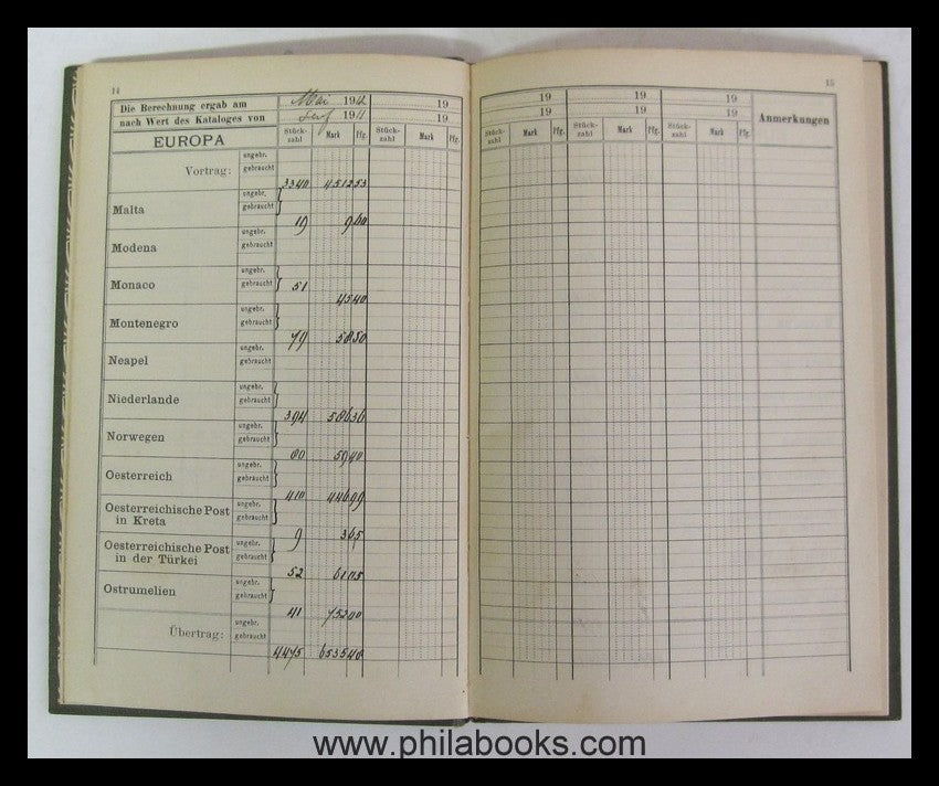 Krötzsch, H., Statistics of my postage stamp collection, order...