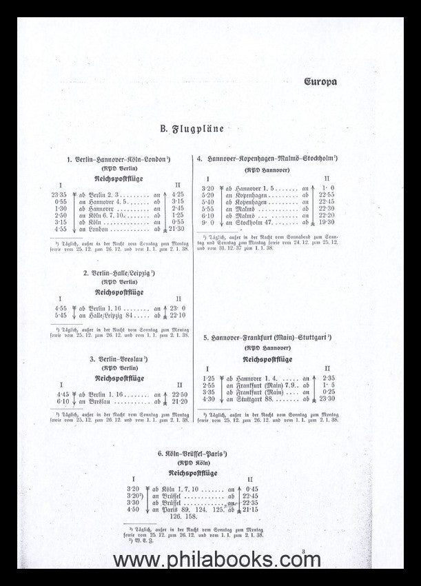 Luftpostlisten der Deutschen Reichspost 1938, hier alle 7 im 2-mon ...