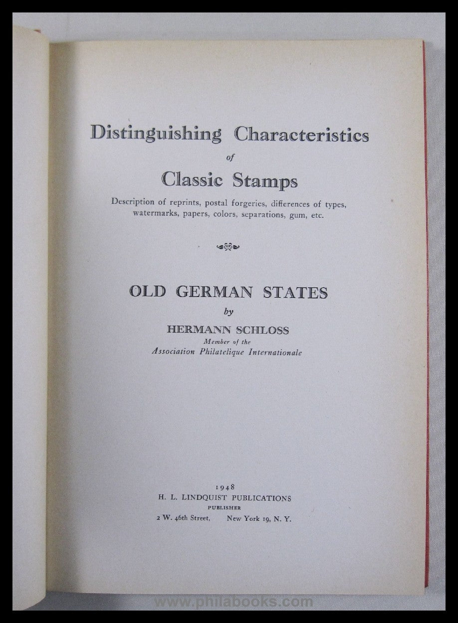 Schloss, H., Distinguishing Characteristics of Classic Stamp Old G ...