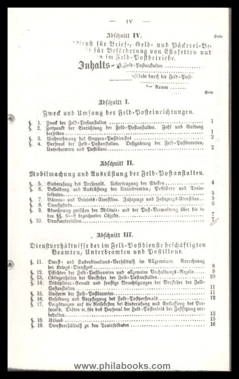 Service regulations for the field post offices, Berlin 1867, here an...