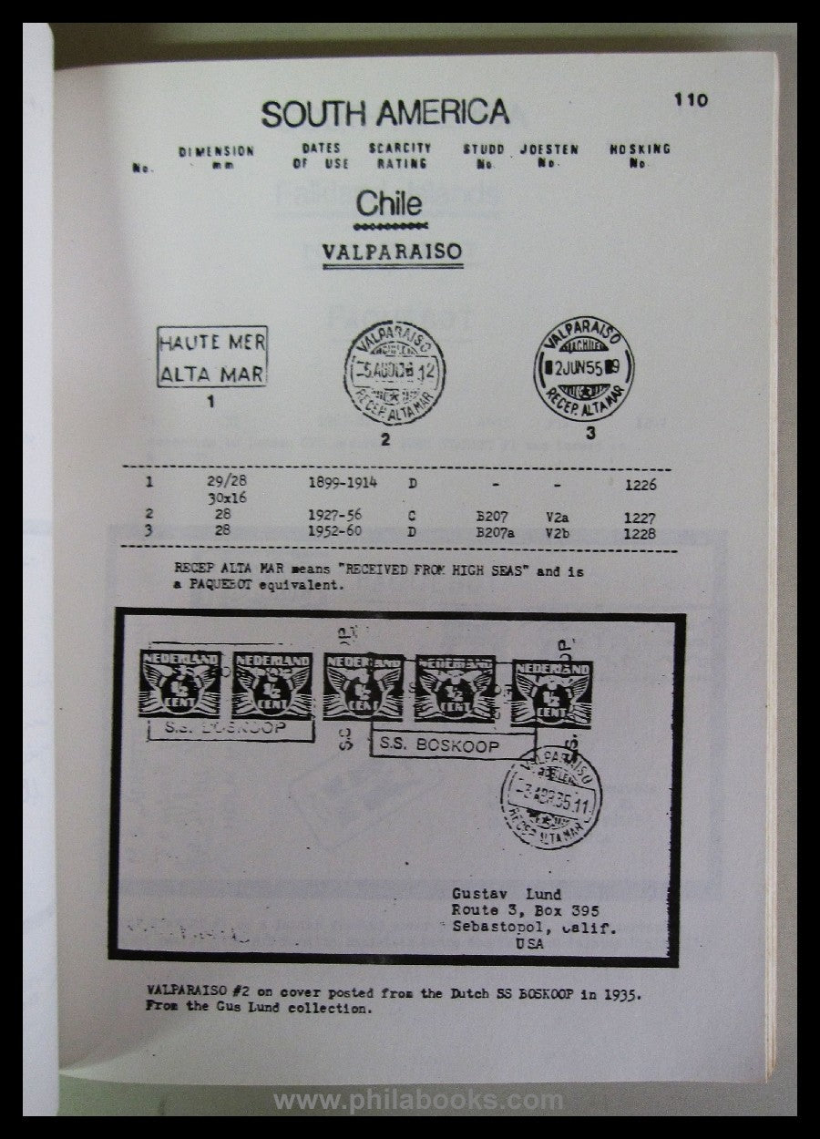 Lund, G. J., The Paquebot Marks of the Americas, Raven Press, Oreg ...