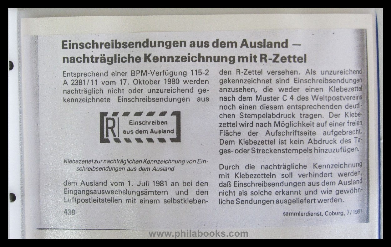 Einschreibe-und Wertbriefsendungen ca 1989, Leitzordner mit Sammle ...