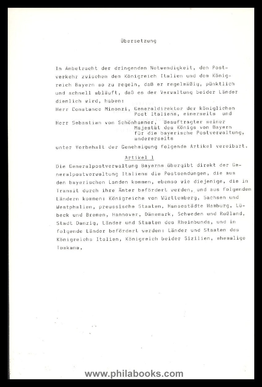 Treaty on postal traffic between the Kingdom of Italy and the...
