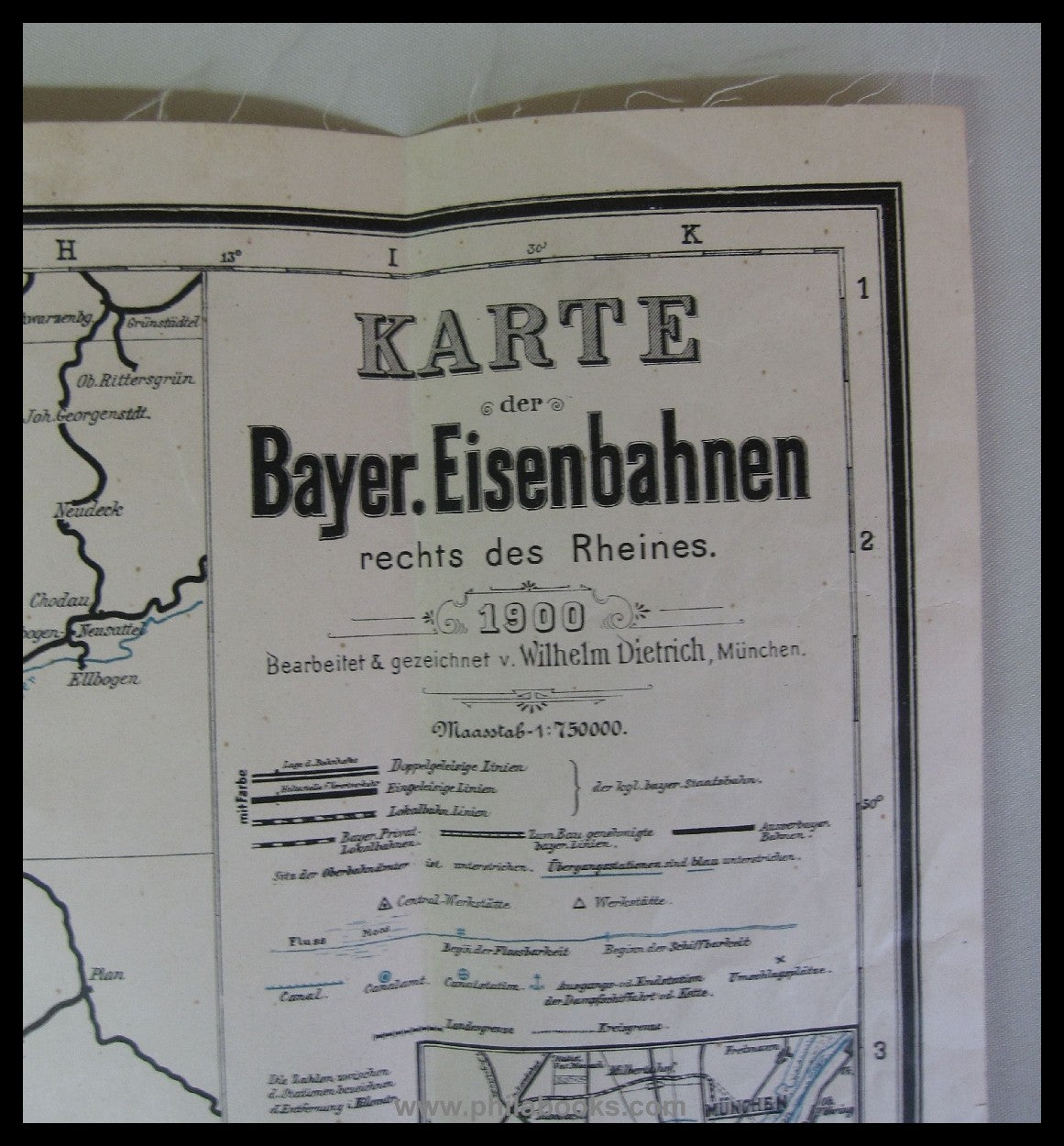 Dietrich, W., Map of the Bavarians. Railways to the right of the Rhine, 1900...