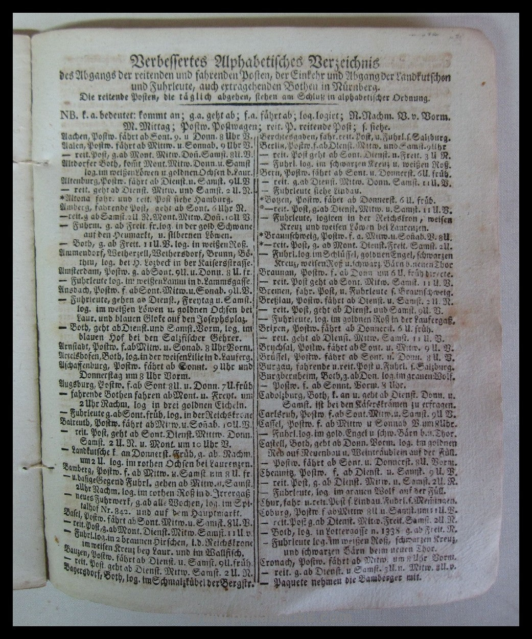 NUREMBERG: Genealogical state calendar for the year 1819 (….), ' ...