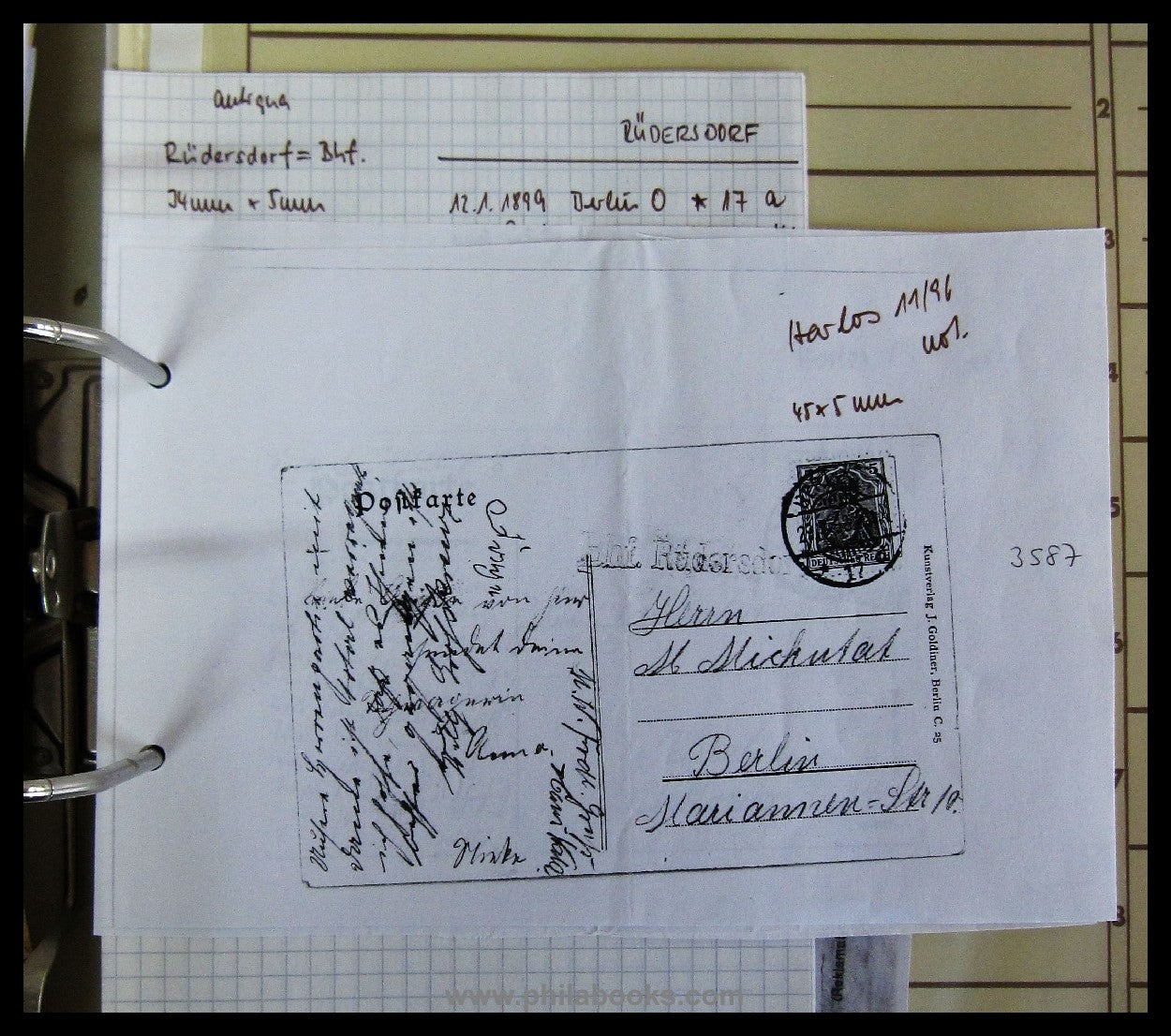 Hintze railway post archive, here a folder with collector's documents concerning...
