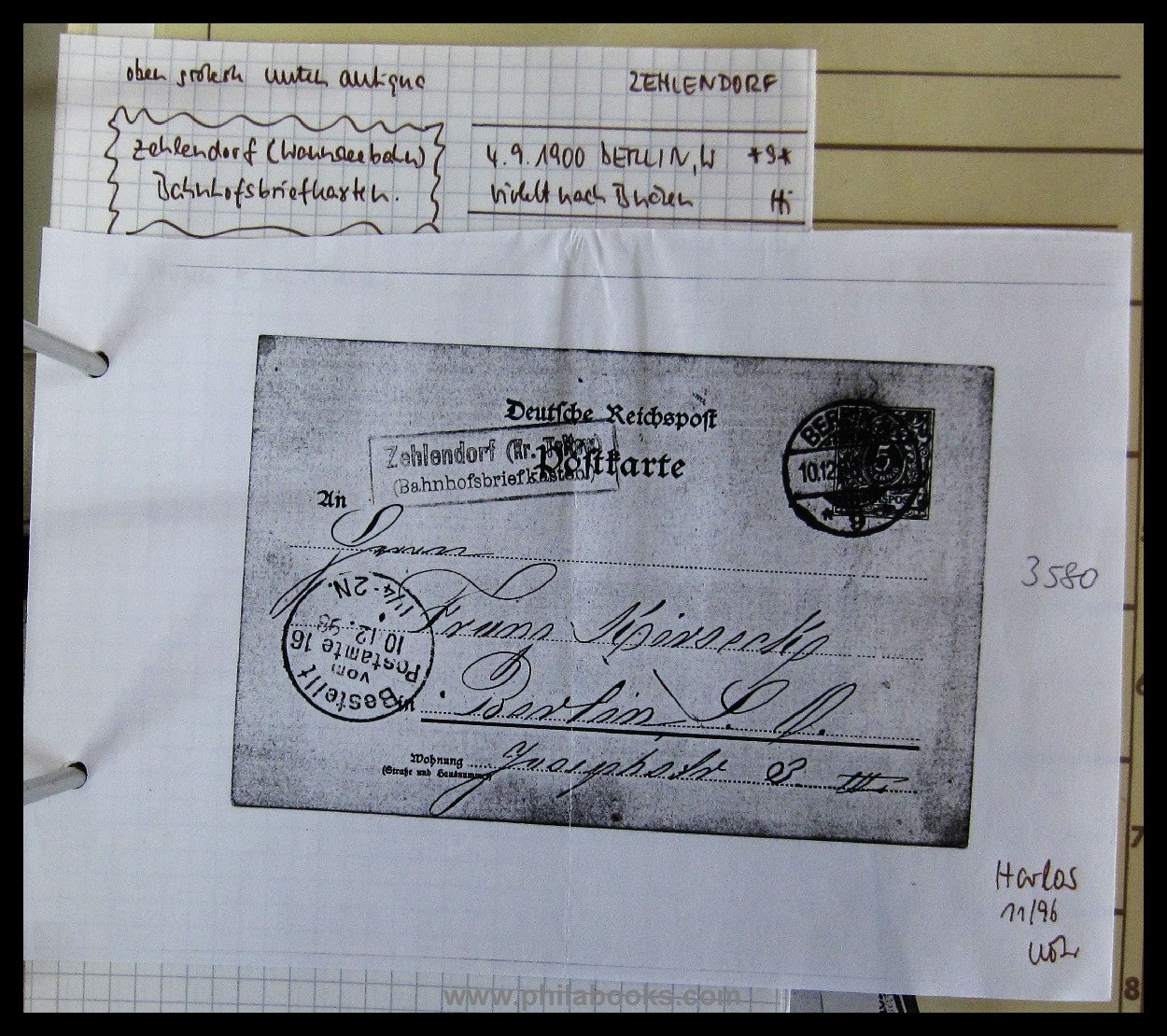 Hintze railway post archive, here a folder with collector's documents concerning...
