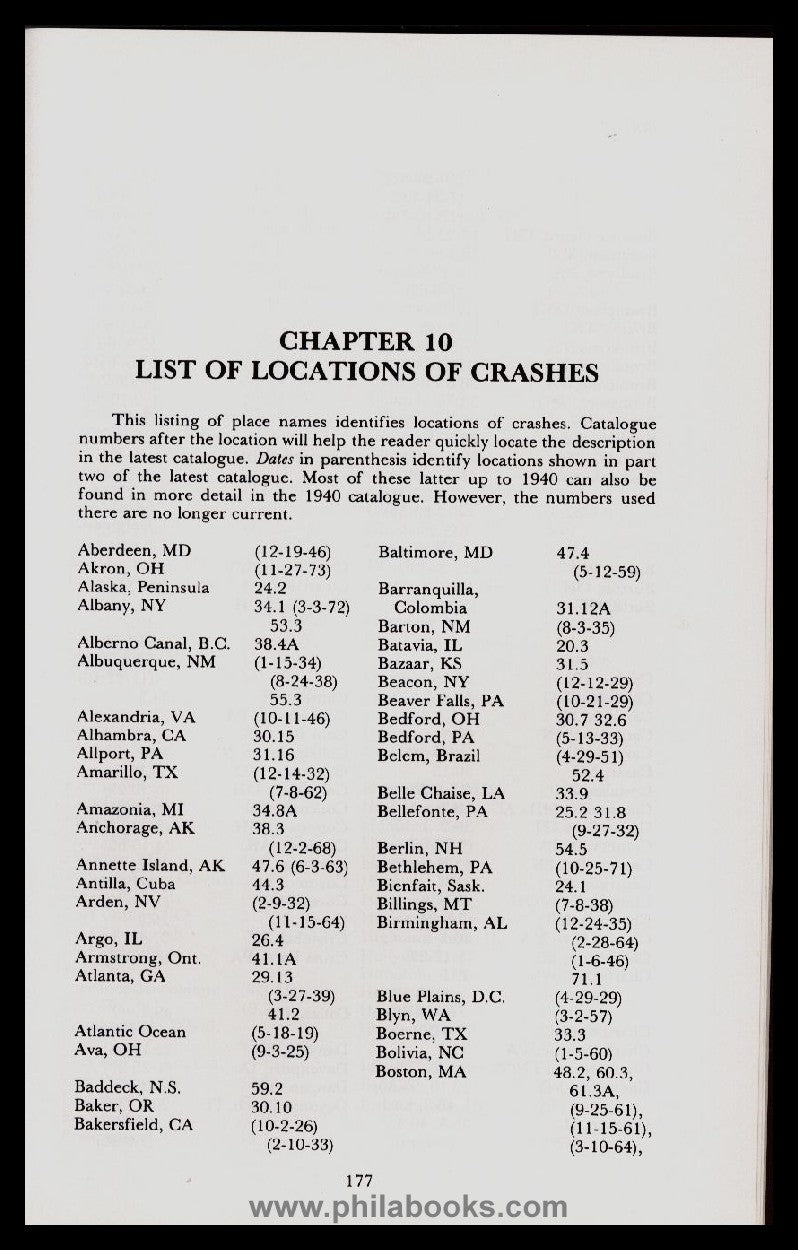 Eisendrath, J. L., Crash Covers - An Aerophilatelic Challenge, 197 ...