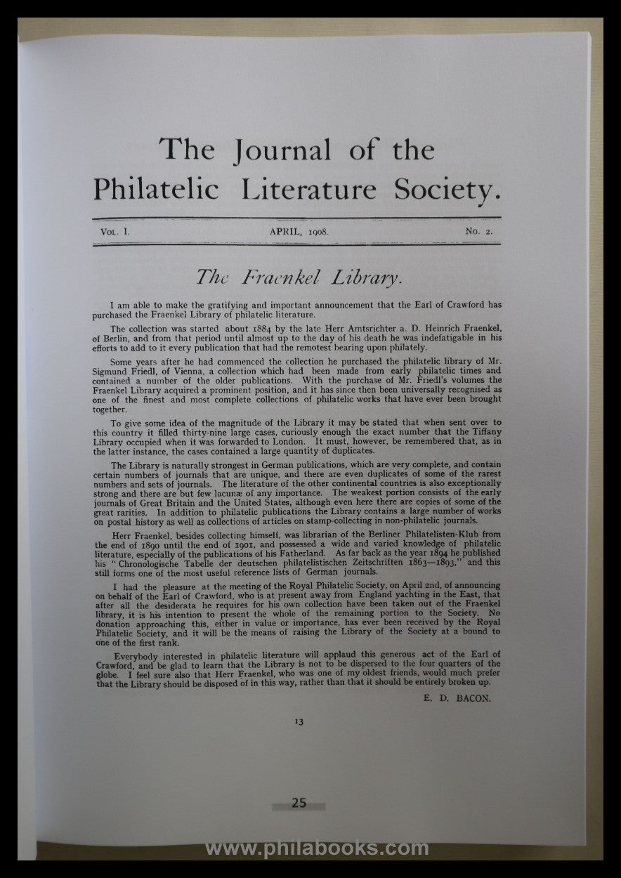 Maassen, W. (Ed.), The Journal of the Philatelic Literature Soci...