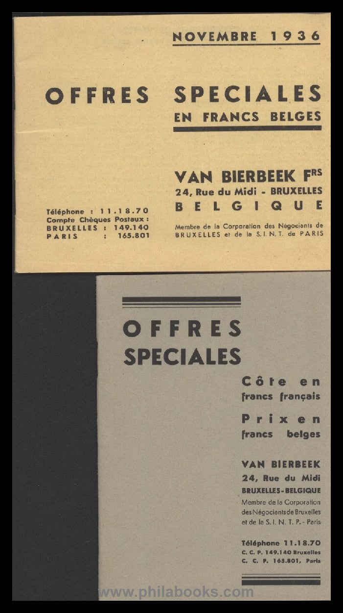 Van Bierbeek, Bruxelles, Offres Speciales, 2 price lists from the 1...