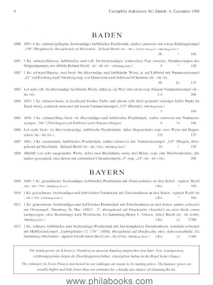 Corinphila, Auktion 109, 1998-12 'Schwan', #ad