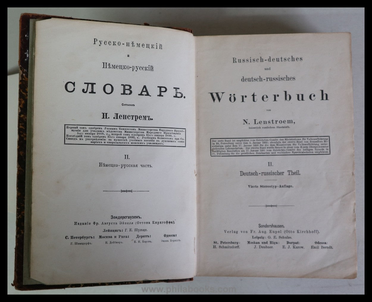 Lenstroem, N., [Riga], Wörterbuch, Deutsch-Russischer Theil, Sonde ...