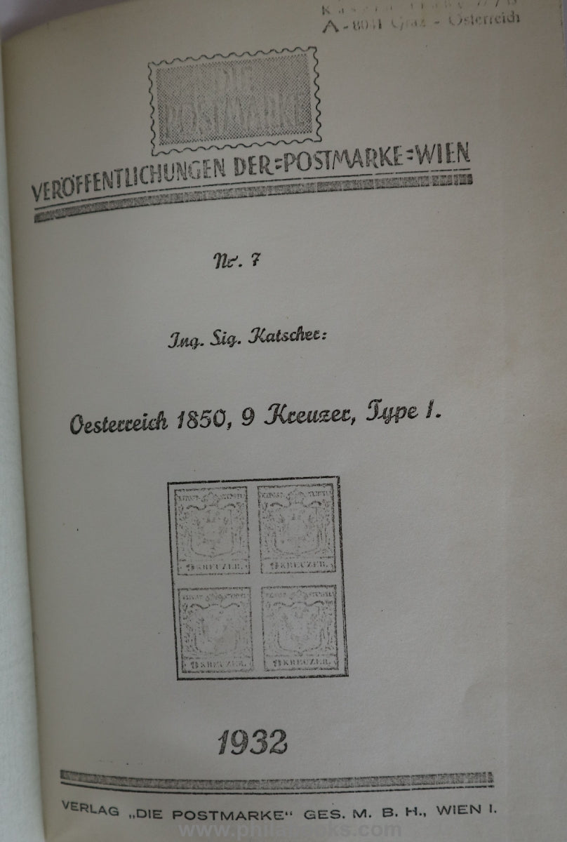 Katscher, S., Oesterreich 1850, 9 Kreuzer, Type I, Die Postmarke,  ...