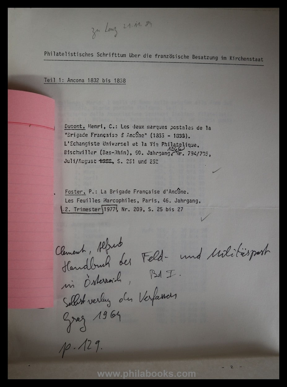 Lenz, Dietrich: Philatelistisches Schrifttum über die Besetzung de ...