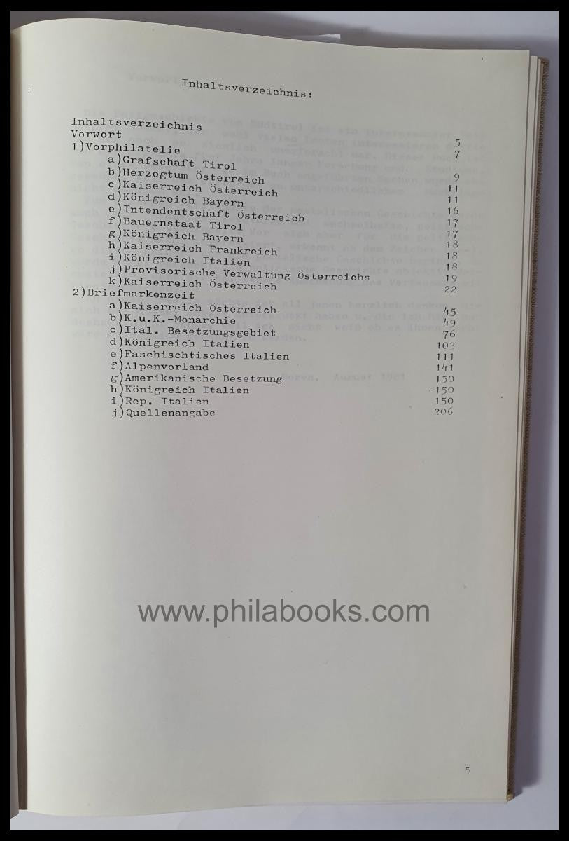 Bianco, C., Postal History of South Tyrol, Bozen, 1981, Handbook on the ...