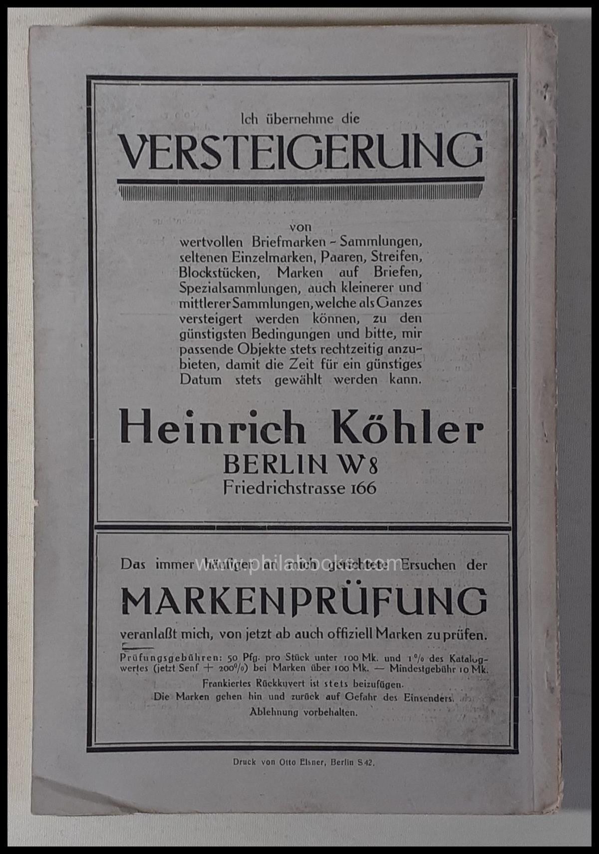 Heinrich Köhler, Auction 024, 1921-05