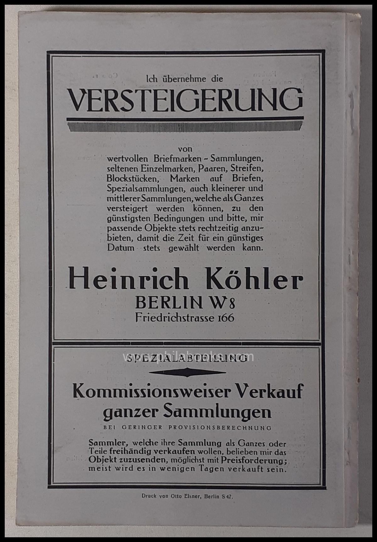 Heinrich Köhler, Auction 025, 1921-11
