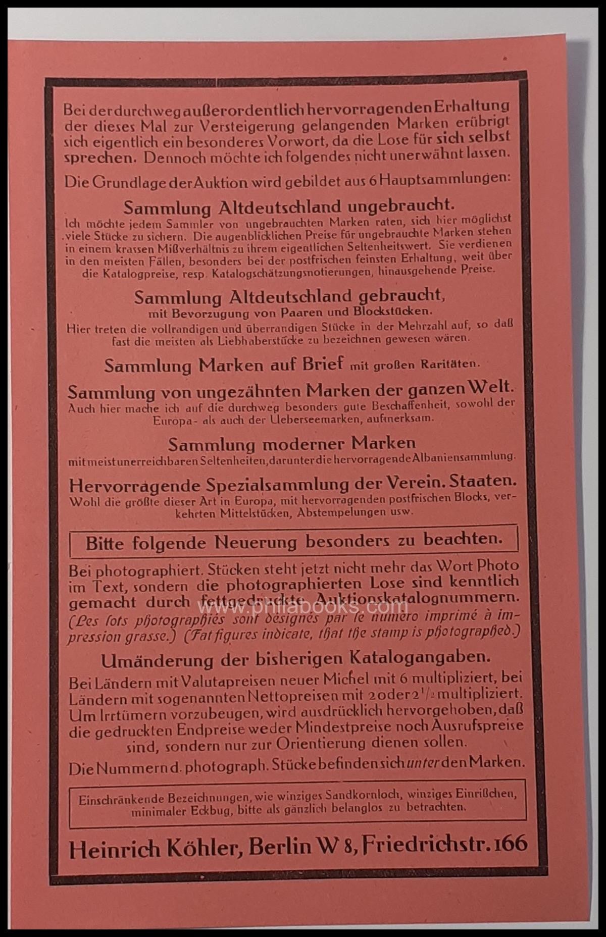 Heinrich Köhler, Auction 027, 1922-03