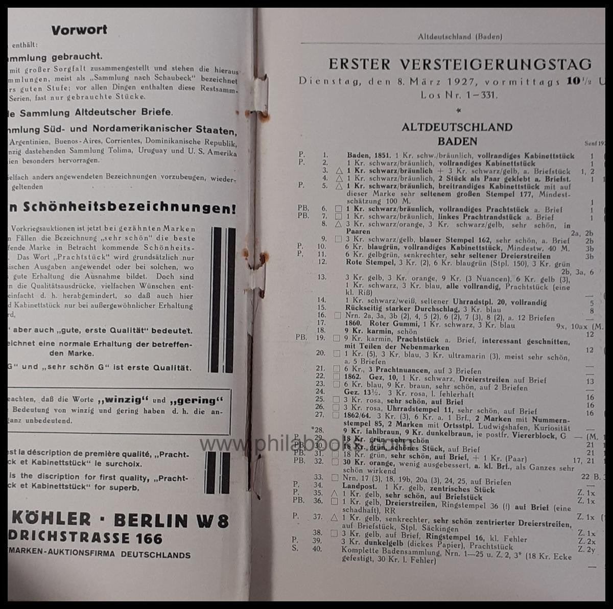 Heinrich Köhler, Auction 046, 1927-03