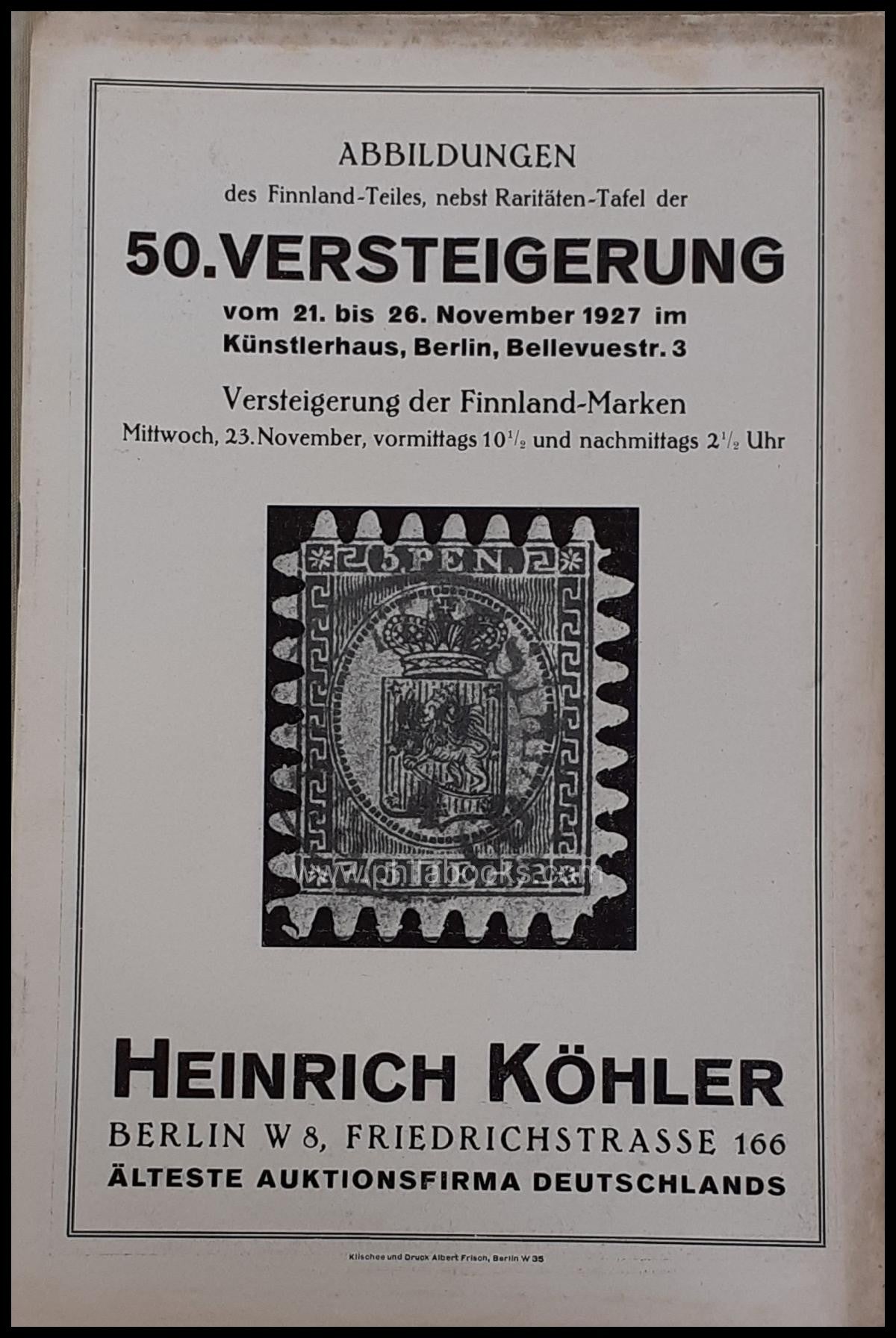 Heinrich Köhler, Auction 050, 1927-11 'Lindberg'