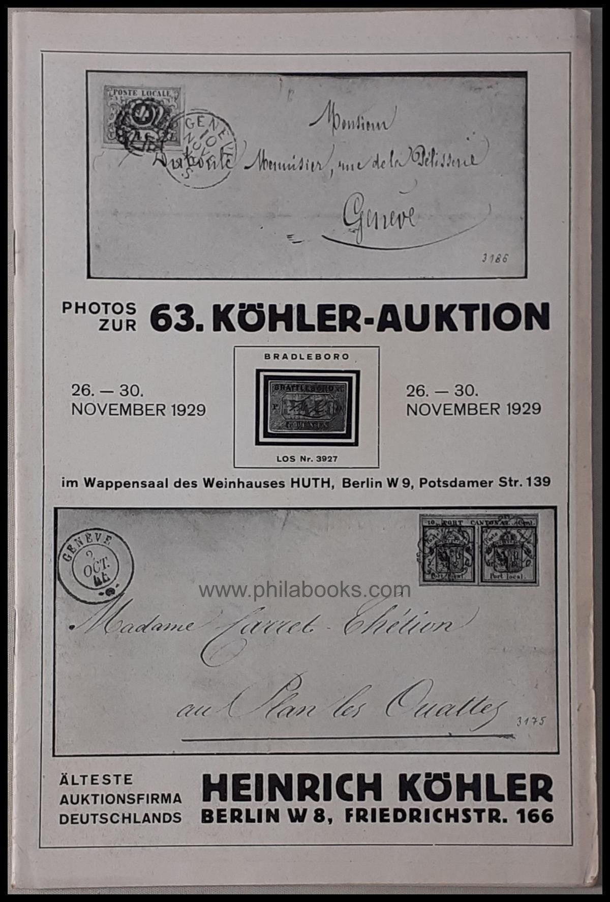 Heinrich Köhler, stamp auction No. 63, in the Künstlerhaus Berlin ...